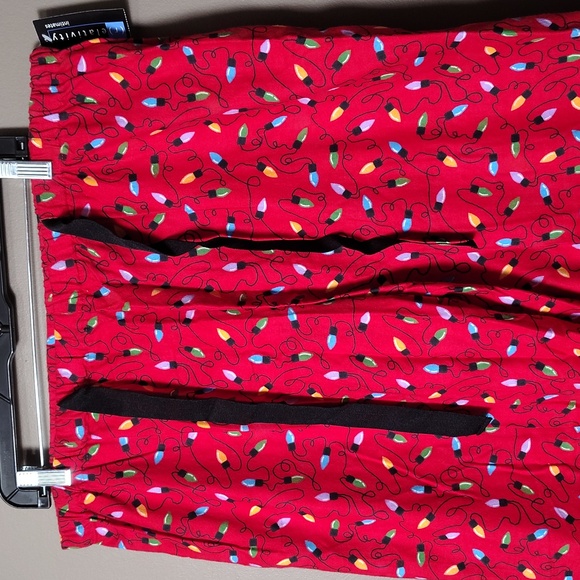 Relativity Red Pajama Pants W Christmas Lights W Front Tie XL NWT - Picture 3 of 6